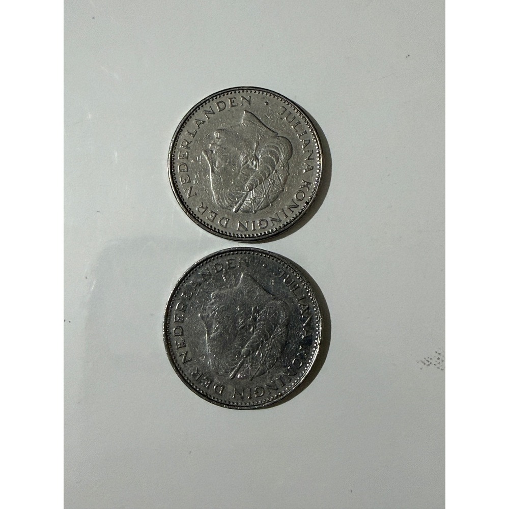 Netherlands 1980 2 1/2 Gulden Queen Juliana Rijksdaalder Coins Lot of 2 - Picture 6 of 10